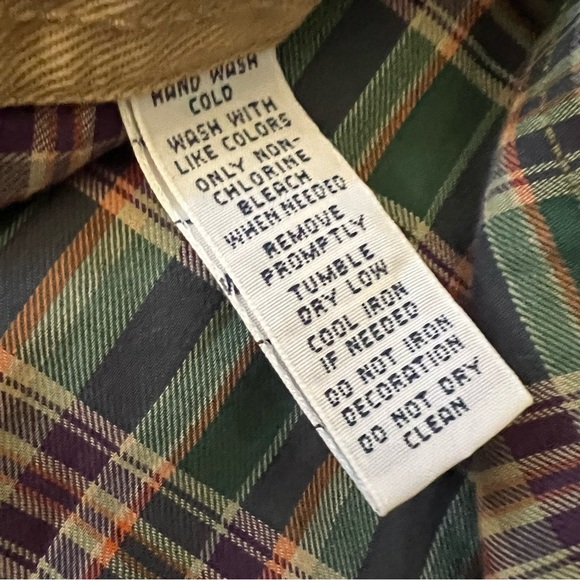 Vintage 1990s Polo Country Authentic Dry Goods Plaid Elbow Patch Button Down - Picture 5 of 8